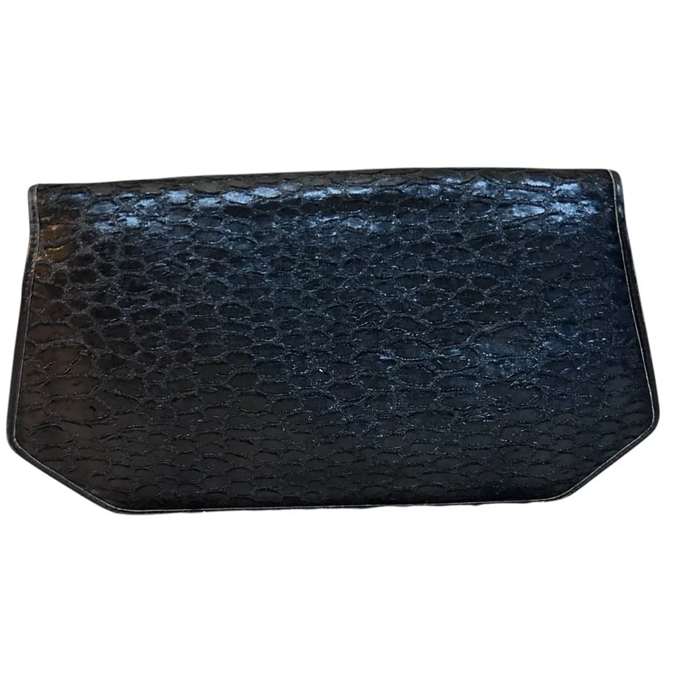 Revillon Vintage Black Alligator Print Handbag with Gold Chain